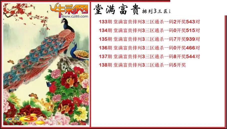 2026138期P3堂满富贵杀码图谜