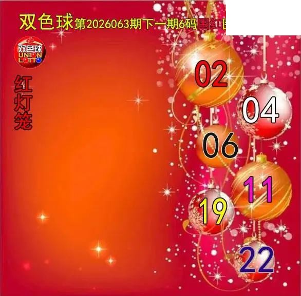 双色球2026年图迷063期 红灯笼六码围红图