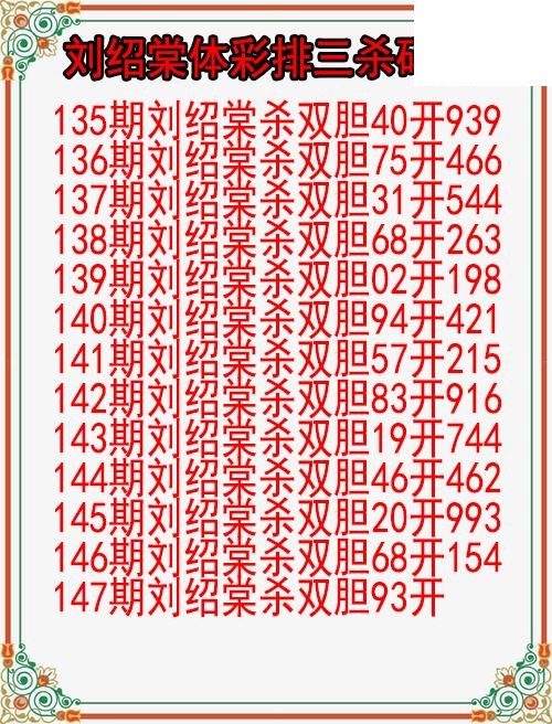 26年147期刘绍棠体彩排三杀码图
