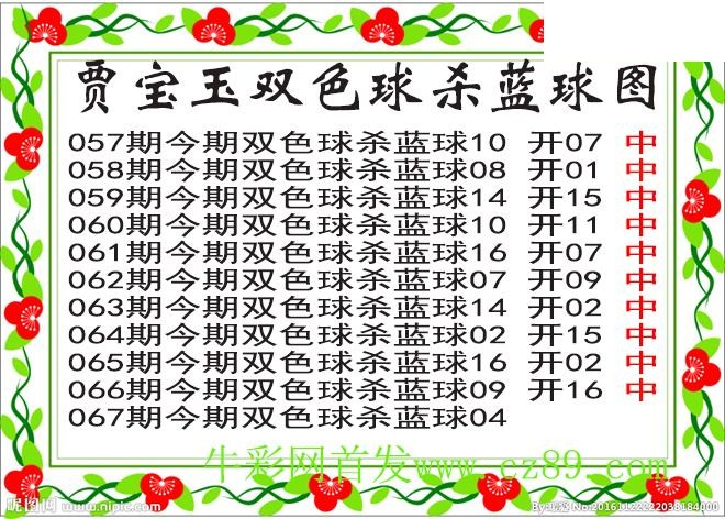 双色球067期 贾宝玉杀蓝号图谜 10中10