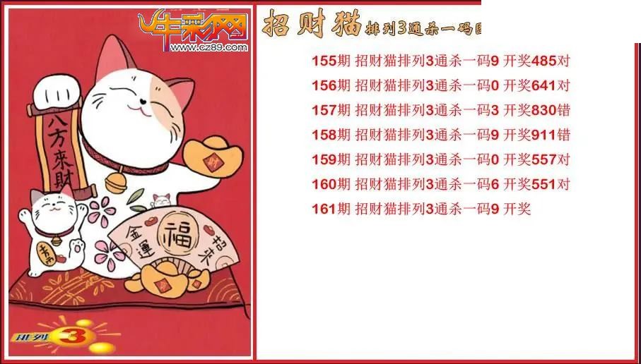 2026161期P3招财猫通杀一码图