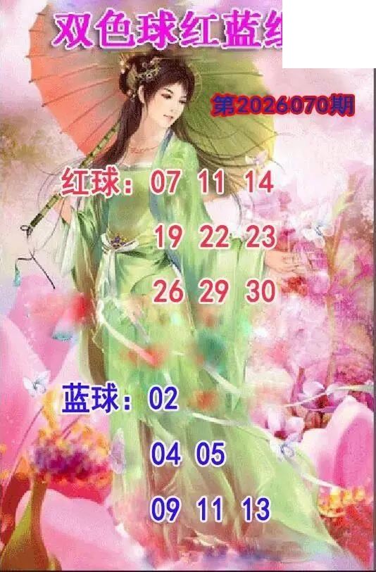 仕女红蓝组合26年070期双色球图谜